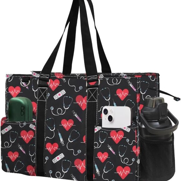 Water Resistant Canvas Tote Bag for Nurses & Women with Zipper Closure - Picture 1 of 6